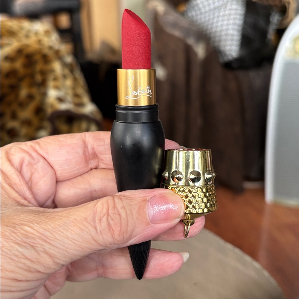 Christian Louboutin Rouge Velvet Matte Lipstick.  Lightly Swatched.